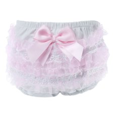 FP10-P: White/Pink Cotton Frilly Pant (0-18 Months)